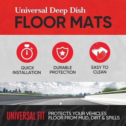 Motor Trend 943-GR FlexTough Defender Car Floor Mats -Next Generation Deep Dish Heavy Duty Contour Liners for Car SUV Truck & Van-All Weather Protection, Trim to Fit Most Vehicles Gray - Image 2