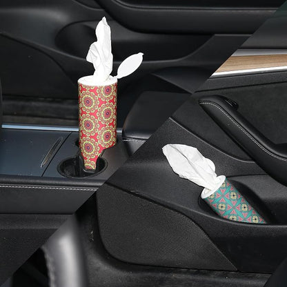Carson Works Car Tissues Holder 4 Packs Round Car Tissues Cylinder Fit for Car Cup Holder, Home Small Tissue Dispenser with Facial Tissues for Travel Car Bathroom Office - Image 3