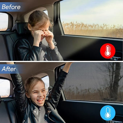 Car Window Shades，for Baby/Camping UV-Protection 2PCS XL 63''x28'' | Car Sun Shades for Side Windows with Breathable Mesh，for Back Covers Car, Truck, Suv, Car Camping Essentials,Black - Image 2