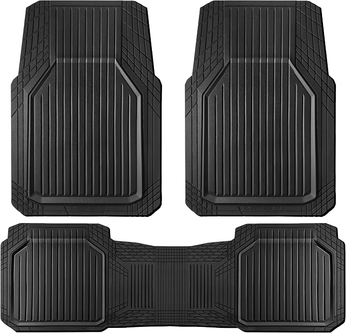 CAR PASS Heavy Duty Rubber Floor Mats for Car, Waterproof Liner Deep Dish Car Mats Full Sets, Universal Trim to Fit for SUV Truck Sedans Vans, All Weather Automotive Floor Mats 3pcs, Solid Black - Image 9