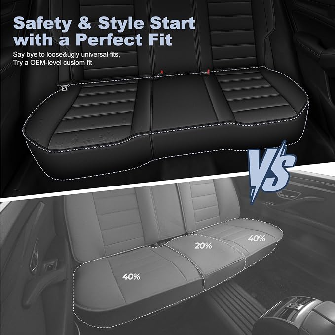 IKABEVEM Custom for Honda CR-V Seat Covers 2017-2022 Full Set - Touring,EX,Sport,SE&EX-L Luxury Faux Leather Car Seat Protector Interior Accessories(Black) - Image 4