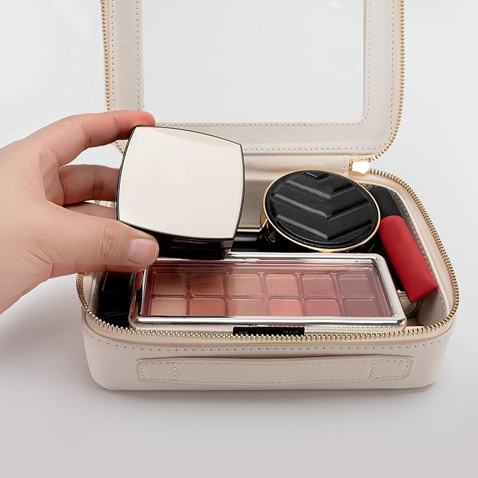 Aveniee Clear Makeup Bag Organizer, Travel Toiletry Bag Cosmetic Case for Women, Make Up Skincare Pouch Car Organizer Bag with Zippers for Essentials,White,Medium Classic - Image 4