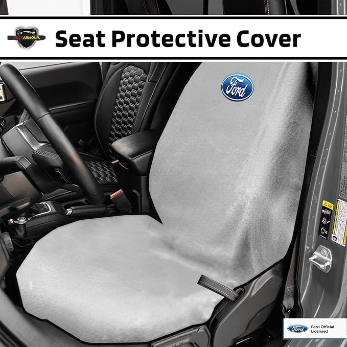 Seat Armour Seat Protector Towel for Ford – Soft Machine Washable Car Seat Cover Towel – Easy to Install, Multipurpose Car Seat Towel – Gray - Image 2