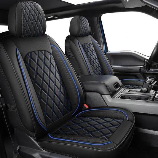 Front Ram Seat Cover for 2009-2026 RAM 1500/2500/3500 Crew Quad Cab | Leather Ram Seat Cover,Waterproof Truck Seat Covers,Blue Car Seat Cover,Car Seat Protector,Front Seat Covers For Ram by MIROZO