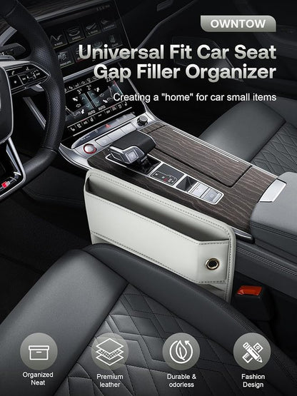 Premium Leather Car Seat Gap Filler Organizer (0.2”-1.2" Gaps), Clever Gifts for Car SUV Truck Owners (Beige, 1 Pack) - Image 2
