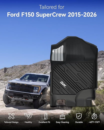 3W Floor Mats (with Metal Pedals) for Ford F-150 2015-2026 & F150 Lightning 2022-2025 SuperCrew - Image 2
