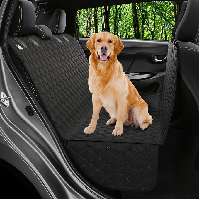 XL Dog Car Seat Cover for Back Seat, Waterproof Hammock for Car, SUV & Truck, Non-Slip Backseat Cover for Dogs, Heavy-Duty Dog Hammock Style Seat Protector Pets, Easy to Install & Clean by Petloox