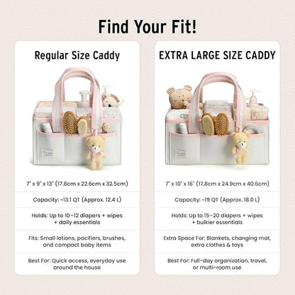 PeraBella Baby Diaper Caddy Organizer, XL Baby Basket Shower Gift Caddy, Portable Felt Changing Table Basket, Nursery Storage Bin, Newborn Boy and Girl Essentials for Registry, Car Diaper Organizer - Image 12