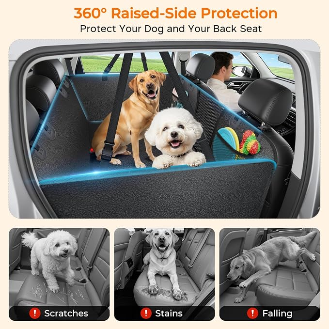 URPOWER PU Leather Dog Back Seat Extender for Extended Cab Trucks | Supports 550 lbs, Stable 3-Panel Hard Bottom, Added High-Density Foam for Comfort, 100% Waterproof, 45% More Space - Image 7