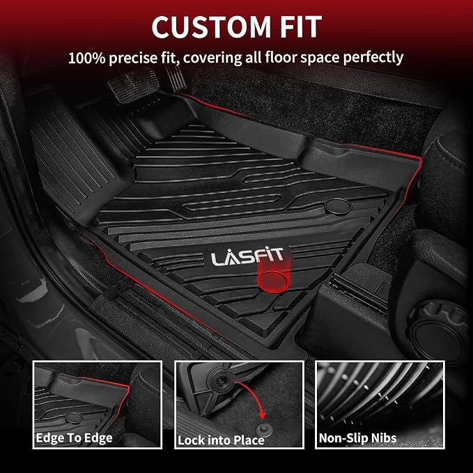 LASFIT Floor Mat for Ford Ranger 2023 2022 2021 2020 Carpet Floor SuperCrew | All Weather Full Coverage Truck Protector, Custom Fit TPE Durable Liners, Easy Clean Anti-Slip for Ranger Trucks - Image 2