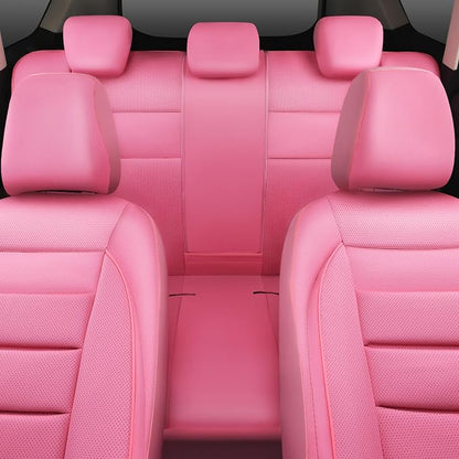 CAR PASS Pink Leather Seat Covers Full Set Universal Water Resistant 3D Foam Back Support, Luxury Comfort Automotive 5 Seat Covers for Women All Season Fit SUV,Sedan,Van, Airbag Compatible Pink - Image 7