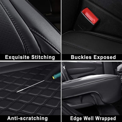 Huidasource Upgrade Jeep Grand Cherokee Seat Covers, Full Coverage Waterproof Leather Car Seat Covers, Custom Seat Cushion Protector Fit for Jeep Grand Cherokee 2011-2021 (Full Set/Black) - Image 4