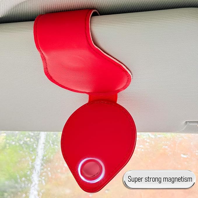American Flag - Car Sunglass Holder, Magnetic Leather Eyeglass Hanger Mount Clip Holder for Car Visor Accessories (Red) | Magnetic Leather - Image 5