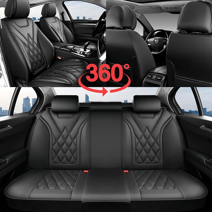 Fit for CH-R Car Seat Covers Compatible with Toyota CHR 2018-2022 - Waterproof Breathable Leather Automotive Seat Cushions Protector, Airbag Compatible, Full Set 5 Seats(Black) - Image 7
