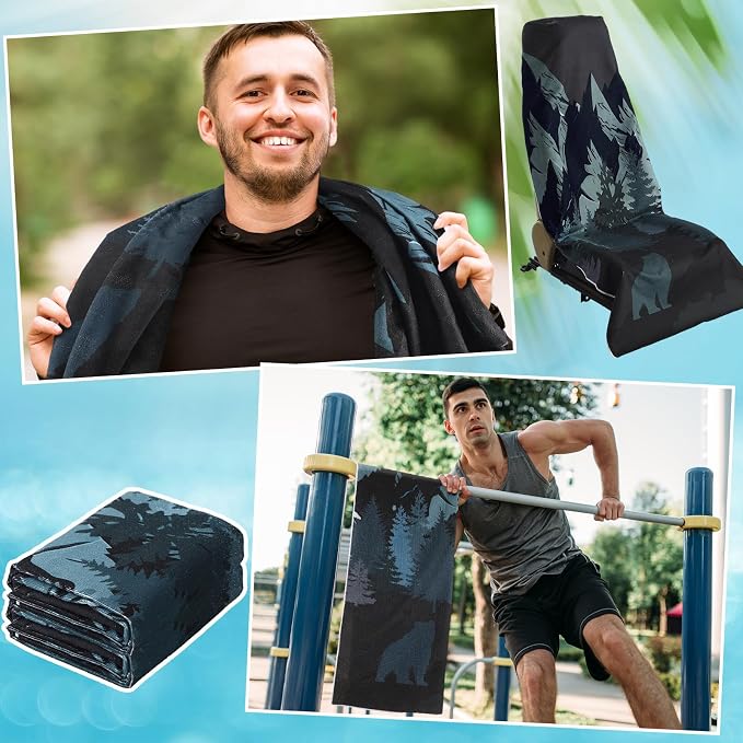 Hahafelt Car Seat Towel Covers Christmas Car Accessories Gifts Athletic Running Towel Performance Microfiber Post Workout Sweat Washable Cover Non Slip for Seat Outdoor Sport(Bear Ridge) - Image 6