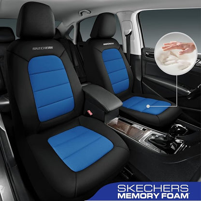 Skechers Memory FoamCar Seat Covers,Thick Cool Touch Fabric Seat Covers,Seat Cover Full Sets Airbag Compatible,Automotive Comfort Protection for Most Cars,Vans,Trucks,SUV,Blue - Image 2