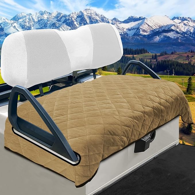 YOKYHOM Golf Cart Seat Covers, Thick Plush & Non-Slip Backing, Brown | Heat & Cold Protection, All-Season Comfort, 51 x 30.5 in, Fits Most 2 & 4 Passenger EZGO, Club Car, Yamaha & Icon Carts by GolfCartLifestyleEssentials