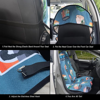 Sweat Towel Car Seat Cover Protector Front Seats for Gym Workout, Running, Swimming, Beach and Hiking, Waterproof Universal Seat Cover for Car, Trucks, Van & SUV (1, National Park, Front) - Image 3