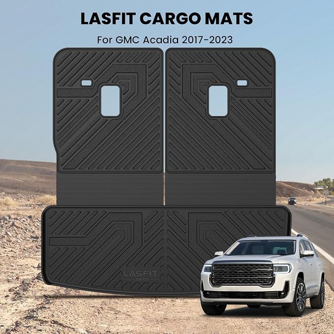 LASFIT Trunk Mat with Backrest Mat for GMC Acadia 2017-2023 | All Weather TPE Custom Fit, Edge to Edge Coverage, High Edge, 3D Scanning Technology, Easy to Wash - Image 8