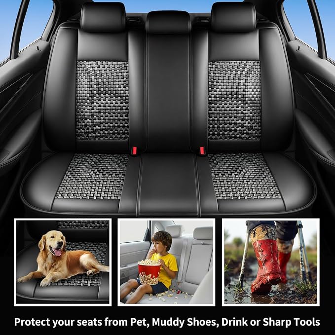Fit Venza Car Seat Covers for Toyota Venza 2009-2020, Summer Ice Silk Breathable, Waterproof, All-Weather Automotive Seat Cushion Protector, Airbag Compatible (5 Seats, Black) - Image 5