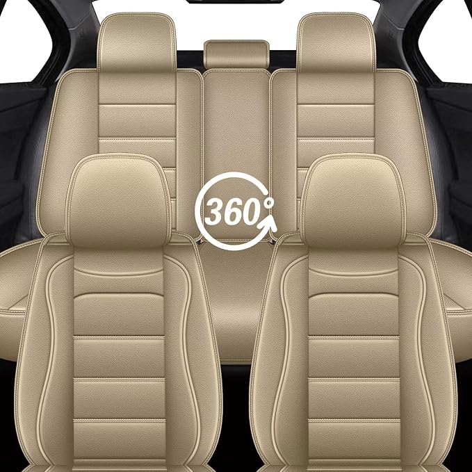 IKABEVEM Car Seat Covers for Subaru Crosstrek 2016-2026 Full Set(5 Seats) | Luxury Fuax Leather, Waterproof, Airbag Compatible, Easy to Install, Scratch‑Resistant Seat Protection, Beige - Image 7