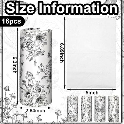 Zonon 16 Pcs Vintage Floral Round Tissues Box Car Holder with Facial Tissue Bulk Black Flower Travel Tubes for Car with 50 Sheets Christmas Cylinder Face Towel Fit for Cup Holder Round Container - Image 4