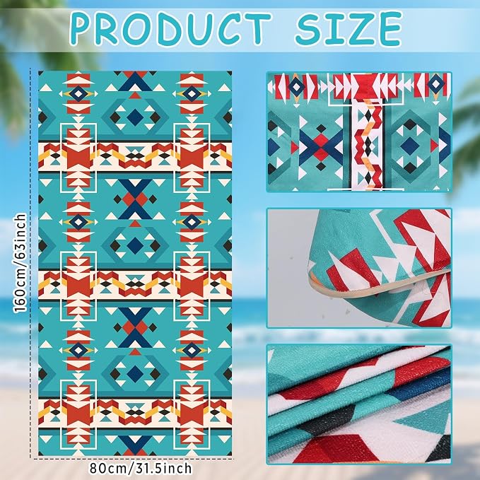 Lonfliness 2PCS Car Seat Cover Towel Non Slip Front Seat Car Seat Towel Athletic Running Towel Washable Seat Cover for Gym Workout Sweat Outdoor Sport Beach Hiking Yoga (Navajo Tribal) - Image 2