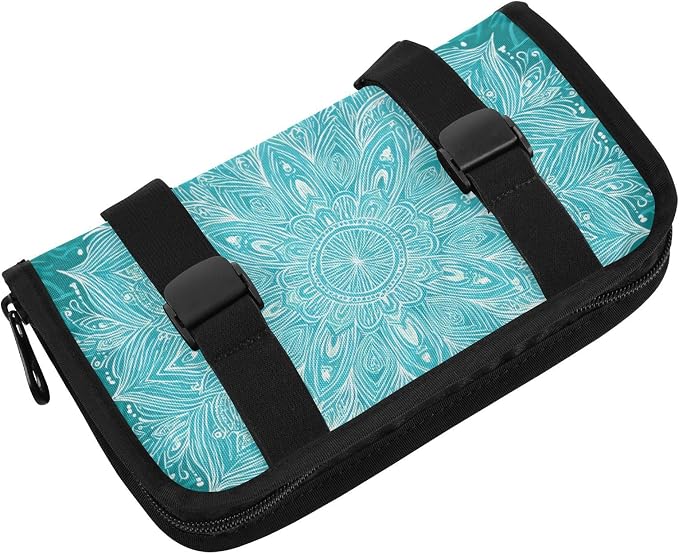 Car Tissue Holder Car Napkin Holder Tissue Box Dispenser Storage Case Sun Visor Mask Holder Accessories with Adjustable Straps Reusable Refillable Vintage Turquoise Mandala - Image 2