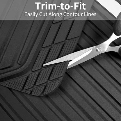CAR PASS Heavy Duty Rubber Car Mats Metallic,Aluminum Film All Weather Floor Mats Waterproof Universal Trim to Fit SUVs Sedans Vans 4 Piece Anodized Deep Dish Two-Tone Sporty Black White Chrome - Image 7
