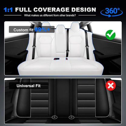 AOMSAZTO Seat Cover for Tesla Model 3 2024-2025(Not Performance) | Faux Leather,Waterproof,Airbag Compatible,5-Pieces Set with Seatbelt,Steering Wheel Covers,Side Bolster Cover&Headrests-Black - Image 5