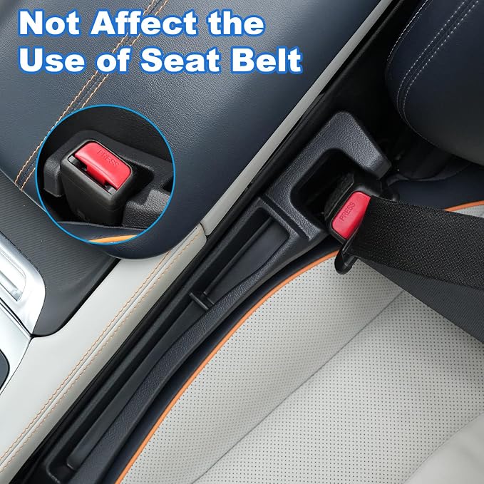 Car Seat Gap Filler with Drop Prevention & Storage Hook - Between Seats Console Organizer for SUV Truck - Car Accessories - Set of2 (Black) - Image 6