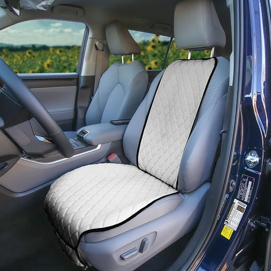 FH Group Car Seat Cushion – Neosupreme Single Front Seat Cover with Front Pockets, Airbag Compatible, Universal Fit Car Seat Cushion for Driver or Passenger Seat, SUV, Truck, Sedan & Van – White - Image 2