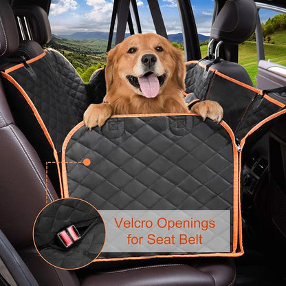 Dog Car Seat Cover, Waterproof Nonslip Pet Seat Cover for Back Seat with Storage Pockets Mesh Visual Window, Heavy Duty Scratchproof Pet Dog Seat Cover Hammock for Cars Trucks and SUVs - Image 2