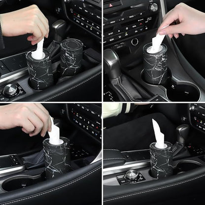 SINGARO Tissue Holder, 4 Pack Car Cup Holder Facial Tissues with Travel Tissue Bag, Quick and Convenient Flower Combination Car Tissue Box(4 Canisters/200 Tissues) Black - Image 4