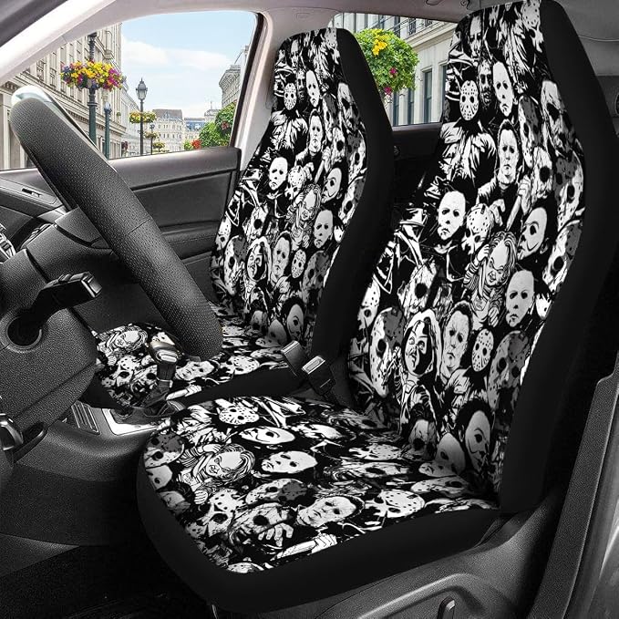 GENANY Gothic Angel Crest Car Seat Covers, 2-Piece Front Seat Set | 2-piece polyester front seat cover set, each 49.5 x 19.6 inches, with adjustable straps and hooks - Image 3