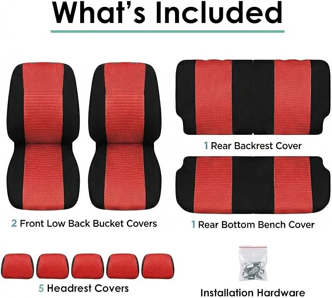FH Group Car Seat Covers Trendy Elegance Red Full Set Automotive Seat Covers, Airbag and Split Rear Combo Non-Slip Dash Grip Pad Universal Fit Interior Accessories Cars Trucks SUV Car Accessories - Image 7