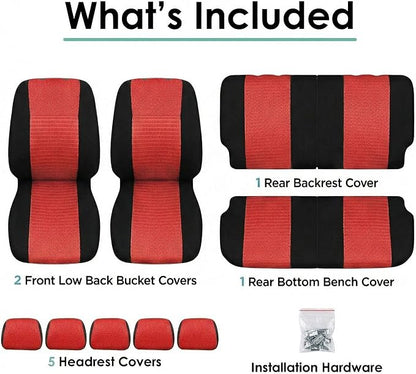 FH Group Car Seat Covers Trendy Elegance Red Full Set Automotive Seat Covers, Airbag and Split Rear Combo Non-Slip Dash Grip Pad Universal Fit Interior Accessories Cars Trucks SUV Car Accessories - Image 7
