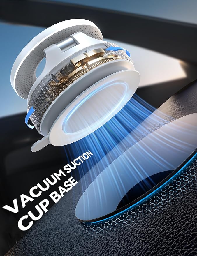 JOYROOM Magsafe Car Mount, Vacuum Car Phone Mount with Strong Magnetic, 360° Metal Strut Suction Cup Phone Mount for iPhone 17 Pro Max/16 15 14 13 12 Series& Android Magsafe Case, White - Image 2