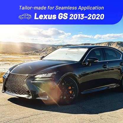 Windshield Sun Shade for Lexus GS 2013-2020, Foldable Umbrella Sunshade | Custom Fit Car Sun Visor with 360° Rotating Shaft, UV Protection Heat Shield Sun Blocker Heat Reflector and Easy Storage - Image 2