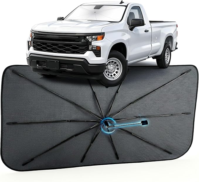Windshield Sun Shade for Chevrolet Silverado 1500 2019-2026, Exact Fit | Car Shades Sun Visor Keep Car Cool and Protects Interior by MakeLifeBetter