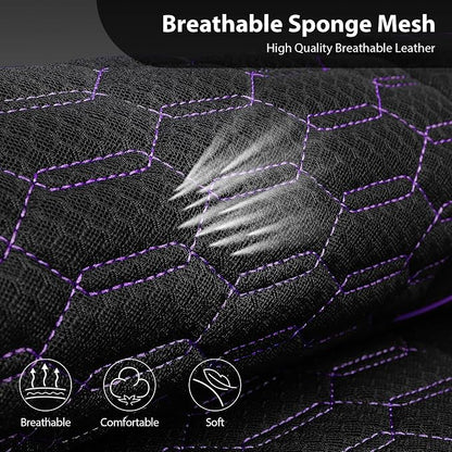 CAR PASS 3D Foam Mesh Leather Car Seat Covers Front Seats,Breathable Mesh Front Seat Covers for Women,Universal Fit for Cars SUV Truck Sedan Van Automotive,Armrest Airbag Compatible,Black and Purple - Image 5