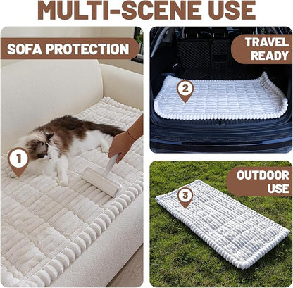 Dog Car Seat Waterproof Bed Cover Back Seat White 23.6”x51” | Nonslip Soft Comfortabl Pet Bed Mat Car Blanket for Travel Backseat Extender Seat Covers Dog Bed for Cars Trucks and SUVs - Image 7