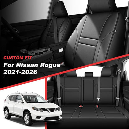 TTX LIGHTING Custom Fit for Nissan Rogue Seat Covers 2021-2026 5-Seats | Original Seat Pattern | Full Coverage | Easy Install | Waterproof | Faux Leather | Shield Your Car Seats | All Season - Image 2