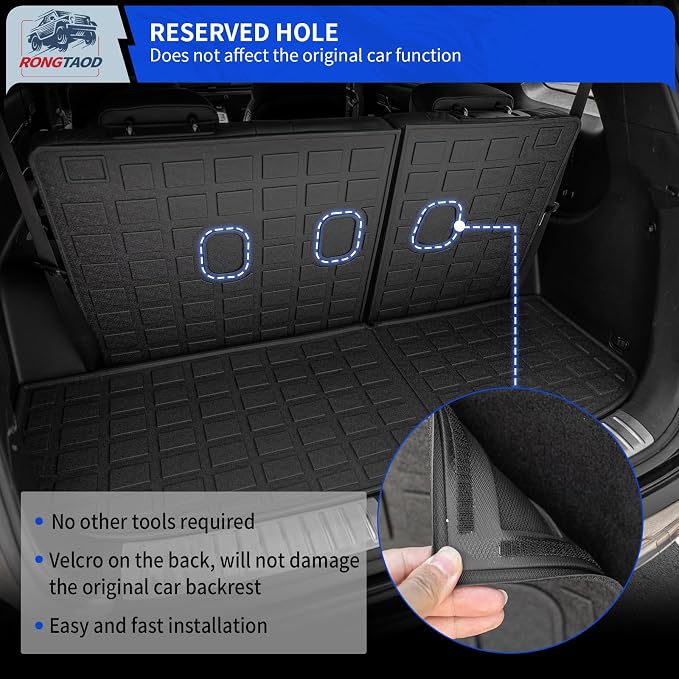 Rongtaod Floor Mats Set for 2020-2025 Hyundai Palisade | Trunk Mat with Backrest Mat Cargo Mat Cargo Liner TPE All Weather Back Seat Cover Protector 2024 Palisade Accessories - Image 7