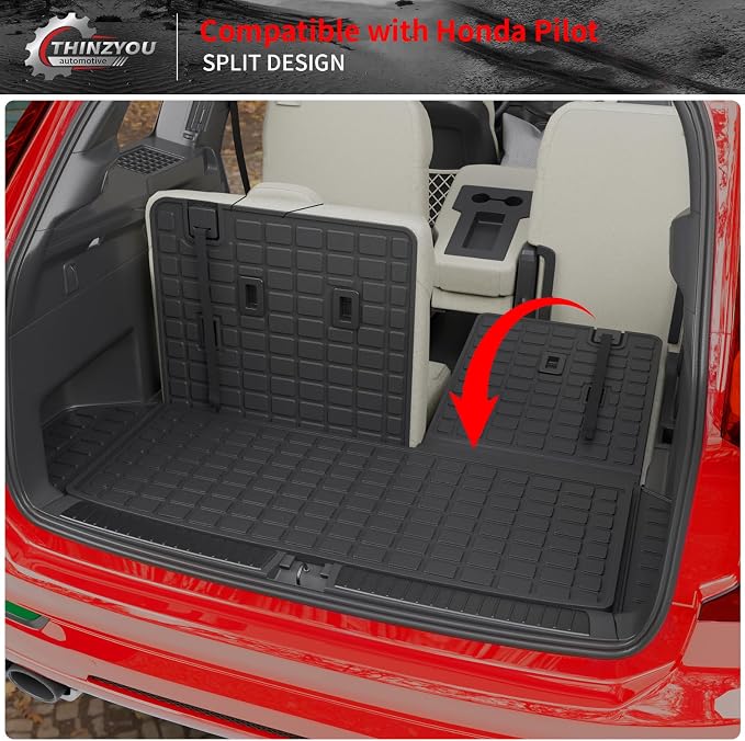 Trunk Mat with Backrest Mat for 2023-2026 Honda Pilot | Cargo Mat Cargo Liner Trunk Liner Back Seat Cover Protector TPE All Weather 2025 Pilot Accessories - Image 6