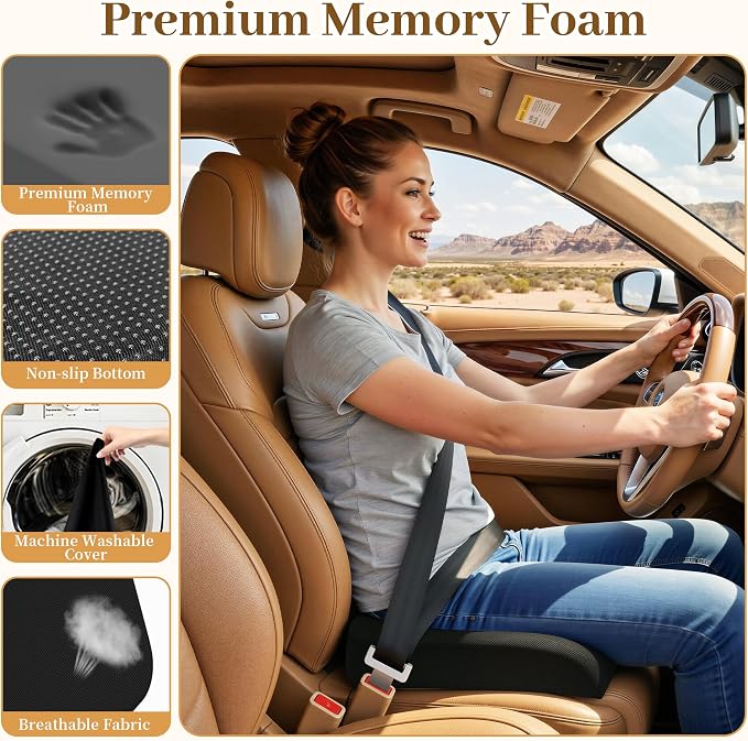 TranquilRelax Memory Foam Seat Cushion for Office Chair, 3-Inch, Black | Medium-firm Support for Long Sitting, Washable Mesh Cover, Non-slip Base, Perfect for Car Seats & Short Drivers - Image 2