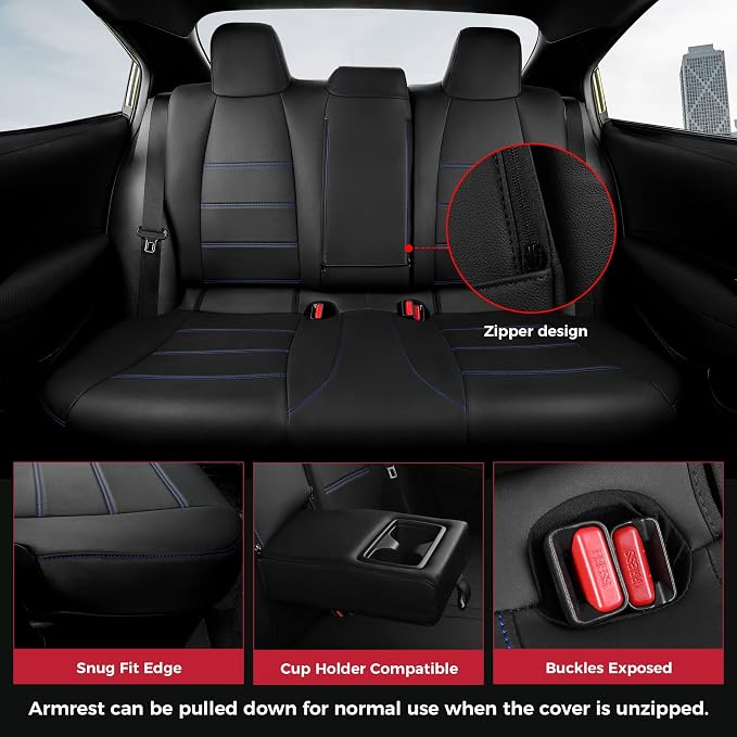 FREESOO Custom Leather Seat Covers for Toyota Corolla L LE 2020-2022 | Sedan, Full Set, Waterproof, Airbag Compatible, Scratch-resistant, Anti-slip, Protector Cushion, Durable Material, Easy-clean - Image 4