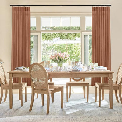 RYB HOME Linen Sheer Curtains 2 Panels for Living Room, Semi Transparent Privacy Drapes with Rod Pocket Farmhouse Style Window Treatments for Bedroom, Brunt Orange, 52" W x 90" L - Image 8