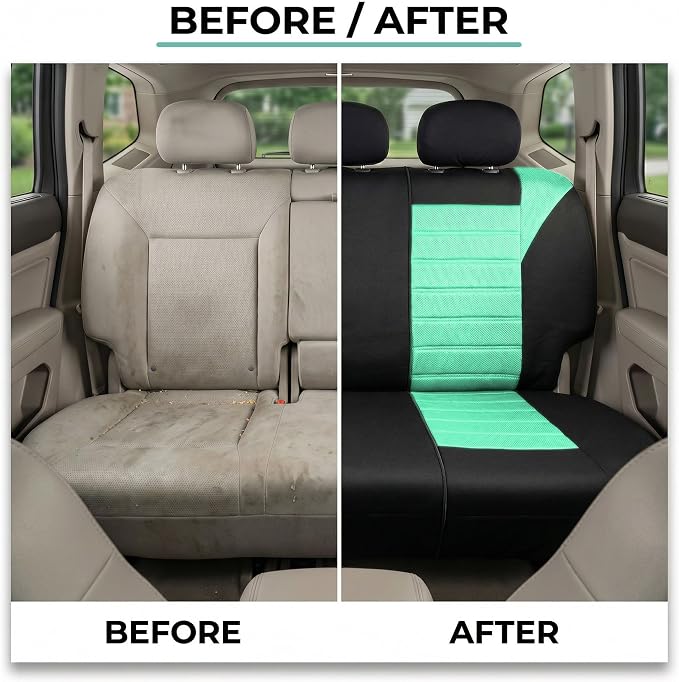 FH Group Automotive Car Seat Covers Rear Set Premium 3D Air Mesh Seat Covers, Airbag Compatible and Split Bench Cover Universal Fit Interior Accessories for Cars Trucks and SUVs - Mint - Image 7