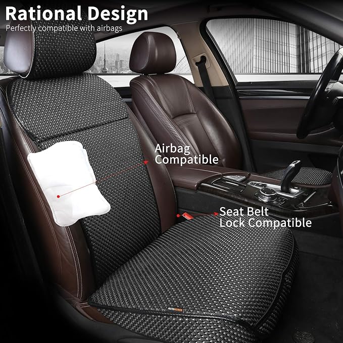 Auto Newer Luxury Breathable Car Seat Cover Fit Four Seasons, Universal Front of Car Seat Cushions, Bottom Seat Covers of Full Wrapped Edge,Universal Fit for 95% Cars,SUV(Black+Grey，2PCS) - Image 5